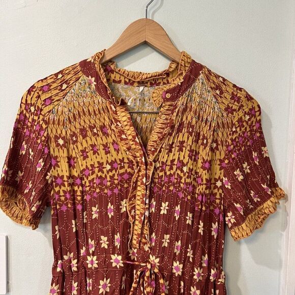 Free People Womens Rare Feelings Maxi Dress Size Orange Floral Boho Lined - Picture 4 of 8